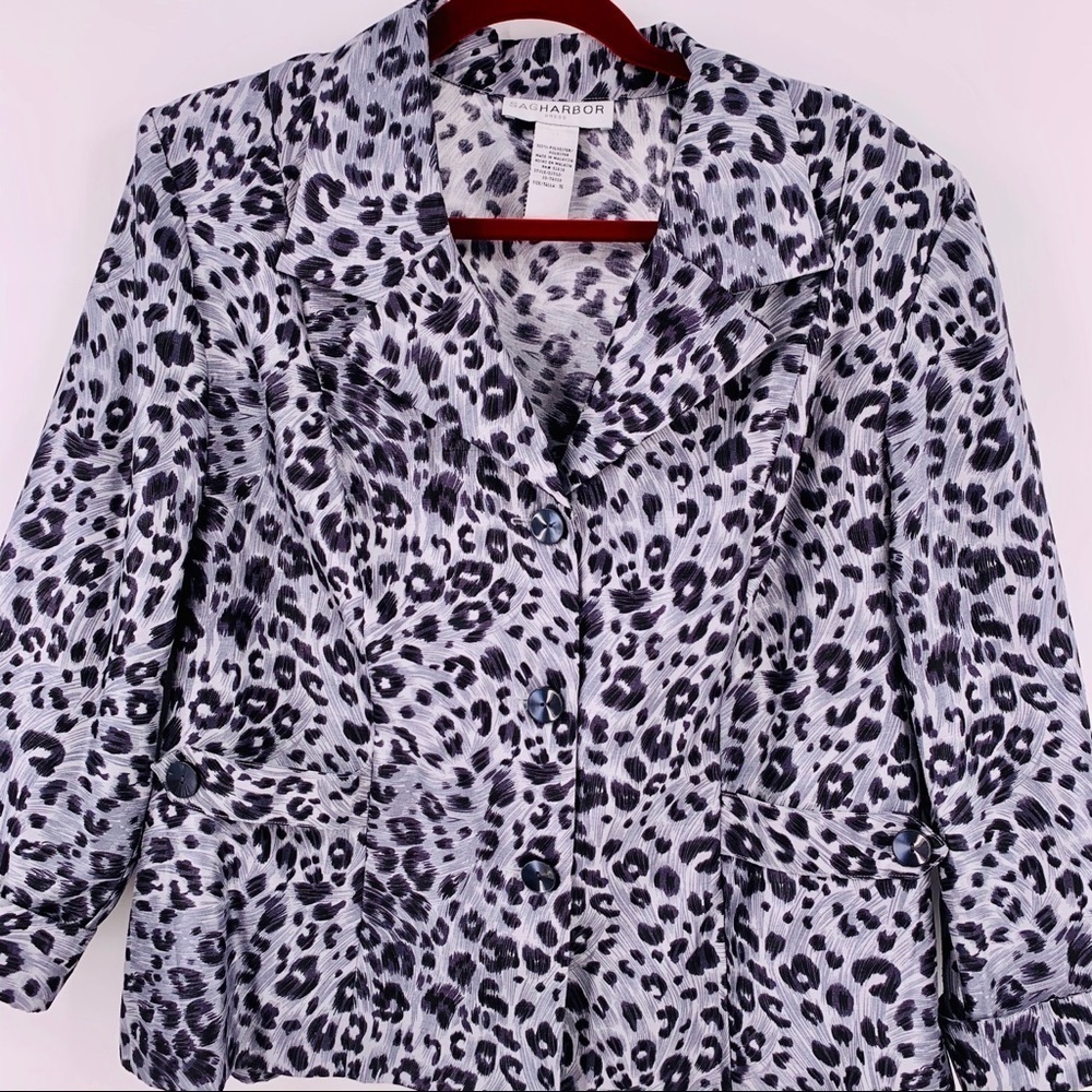 Sag Harbor Gray Animal Print 3/4 Sleeve Jacket 16 - Picture 2 of 7